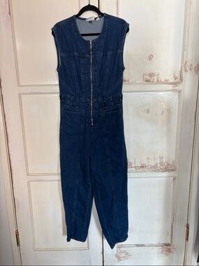 Universal Thread Dark Blue Denim Kids Zip-Front One-Piece